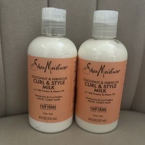 2 SheaMoisture Coconut &‎ Hibiscus Curl & Style Milk 8oz for Thick Curly Hair